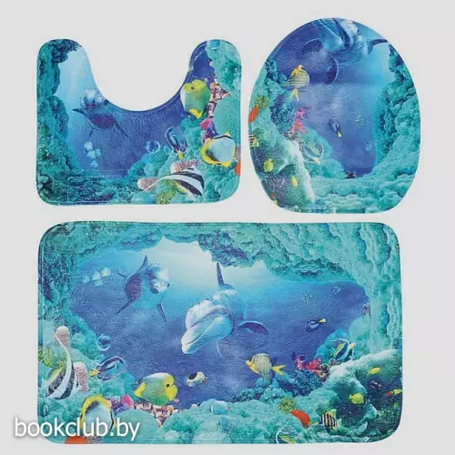 Набор ковриков для ванной и туалета, 3 шт.(Цвет: Дельфин)