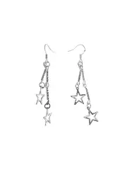 Серьги висячие «Звёзды», на цепочках, цвет серебро