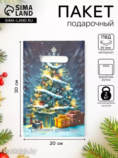Пакет подарочный новогодний «Сказочного Нового Года», 20х30 см, 30 мкм