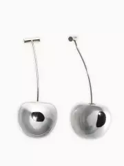 Серьги минимализм «Черешня», цвет серебро