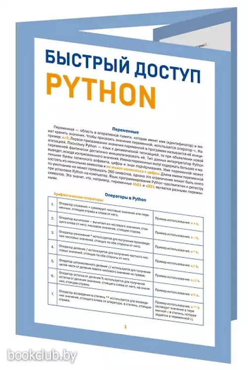 Быстрый доступ. Python: советы, функции, подсказки. Шпаргалка-буклет для начинающих (215х285 мм, 6 полос компактного буклета в европодвесе)