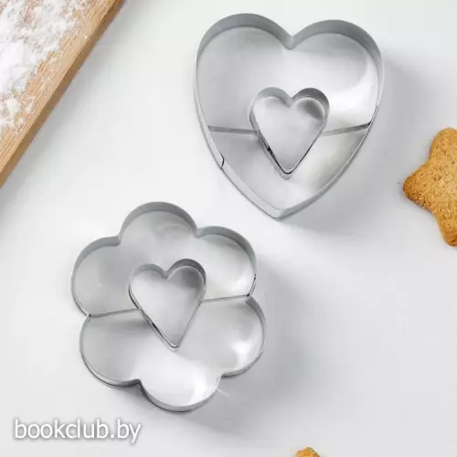 Набор форм для вырезания печенья «С любовью» (сердце), 2 шт, 12×6×2 см