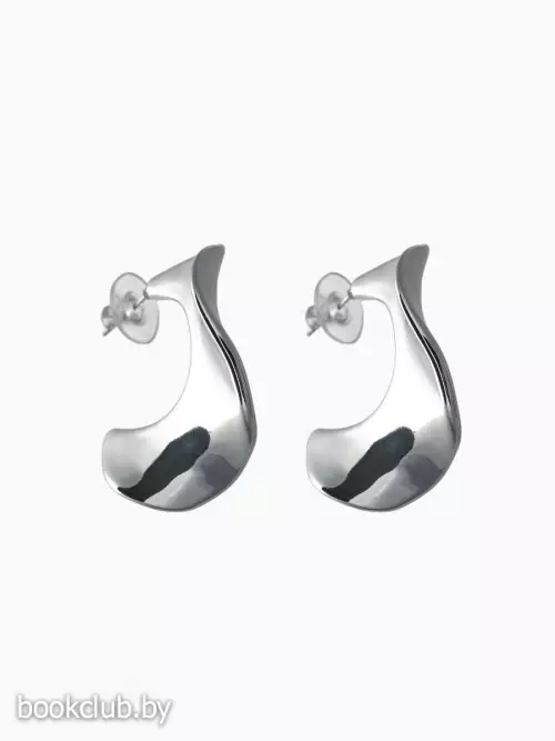 Серьги кольца «Волны», цвет серебро