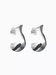 Серьги кольца «Волны», цвет серебро