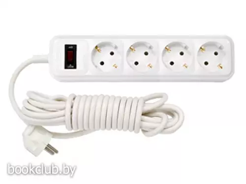 Удлинитель с заземлением бытовой 3,5 м, 4 розетки, встроенный ограничитель тока, BYLECTRICA