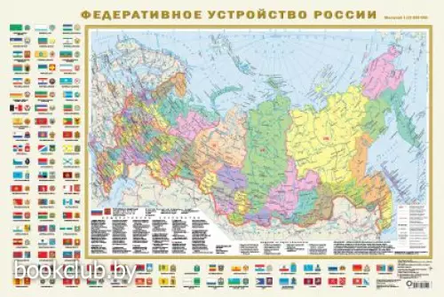 Политическая карта мира с флагами. Федеративное устройство России с флагами А1 (Карта в пластике)