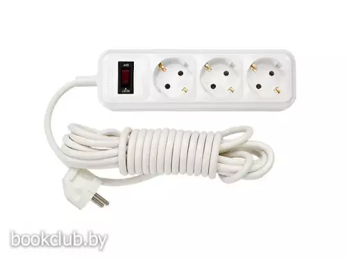 Удлинитель с заземлением бытовой 3,5 м, 3 розетки, встроенный ограничитель тока, BYLECTRICA