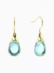 Серьги висячие «Капля», голубые в золоте
