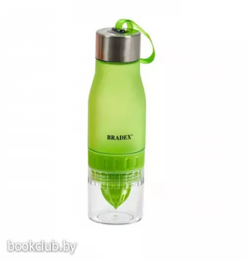 Бутылка для воды с соковыжималкой 0,6 л, 
салатовая