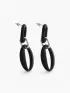 Серьги металл «Цепь», кольцо и овал, 3 звена, серебристо-чёрные