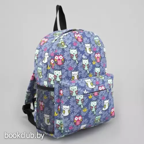 Молодежный рюкзак с отделом на молнии «Совушки» (голубой)