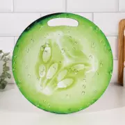 Доска разделочная и сервировочная круглая кухонная «Огурец в разрезе», 25,5 см