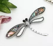 Брошь «Стрекоза» ракушка, цвет белый в черненом серебре