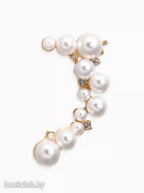 Серьга кафф «Жемчужное сокровище», цвет белый в золоте