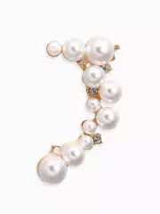 Серьга кафф «Жемчужное сокровище», цвет белый в золоте