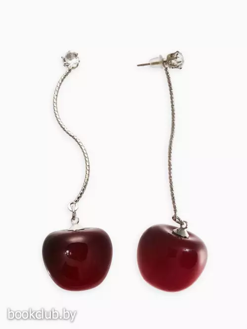 Серьги «Черешня», бордовые в серебре