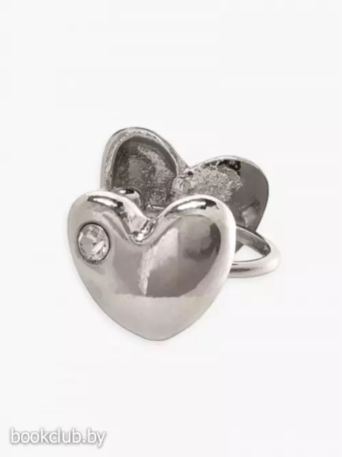Серьга кафф «Сердце. Сияние», белая в серебре