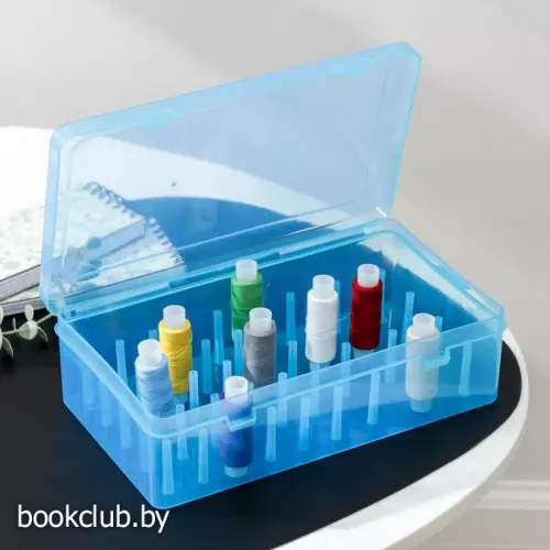 Бокс пластиковый для хранения, 42 отделения для ниток, 23,5×13,5×6,5 см, цвет МИКС