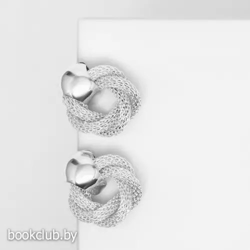 Серьги металл «Круги переплетение», цвет серебро