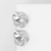 Серьги металл «Круги переплетение», цвет серебро