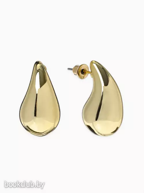 Серьги пластик «Капля», изогнутая мини, цвет золото