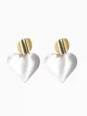 Серьги «Сердечки»,. матовое серебро с золотом