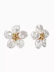 Серьги с жемчугом «Эксклюзив», цветок, цвет золото