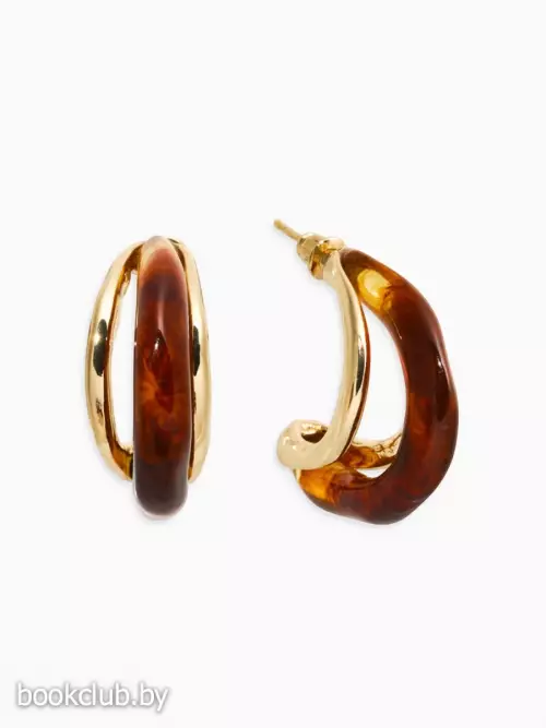 Серьги большие «Стиль. Полукольцо», акрил, коричневые в золоте