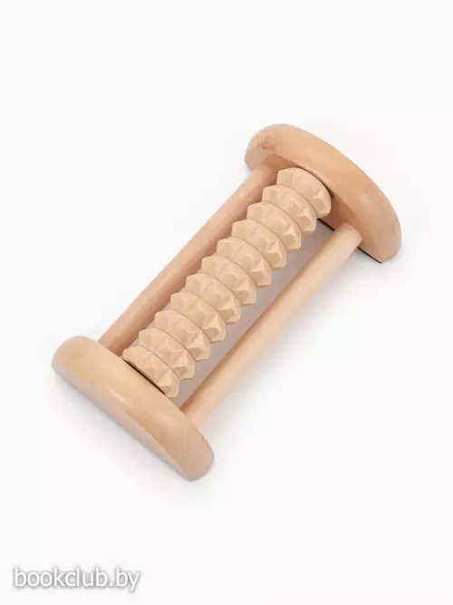 Массажер для ног с шипами, деревянный, роликовый, 1 ряд, 14.5×7.8×4.5 см
