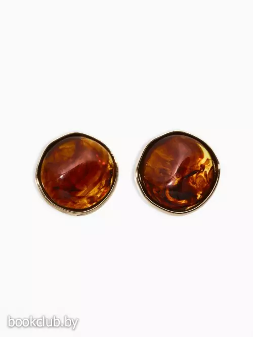 Серьги акрил «Круг», коричневый в золоте