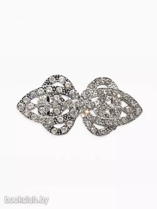 Зажим для кардигана «Ажур. Шип», белый в серебре