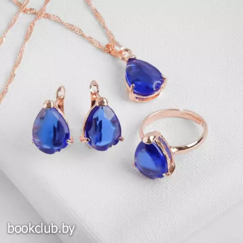 Гарнитур «Эдель», капля (3 предмета: серьги, кулон, кольцо безразмерное)