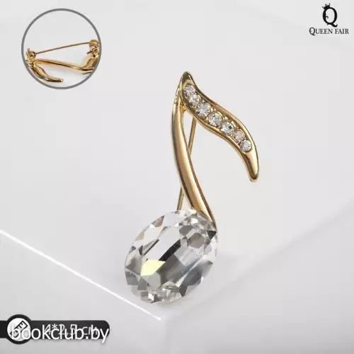 Брошь «Нота» из симфонии, цвет белый в золоте