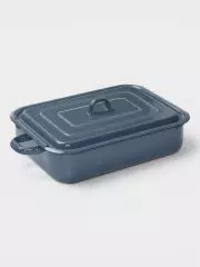 Противень эмалированный, 4.5 л, 26×18 см, с крышкой, без декора, серый