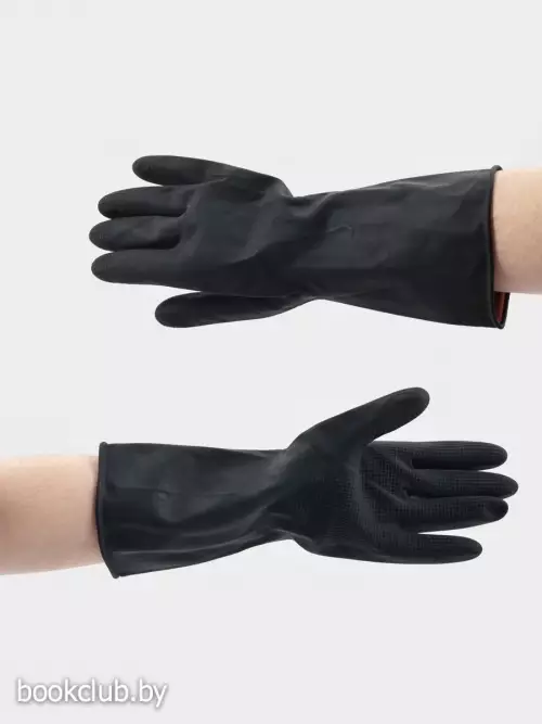 Перчатки хозяйственные плотные Доляна, размер L, резиновые, чёрные