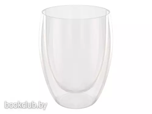 Бокал стеклянный с двойными стенками, 350 мл, серия Puro, QWERTY (Чашка стеклянная, ручной работы, с двойными стенками из боросиликатного стекла.)