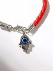 Браслет-оберег «Красная нить» процветание и защита, синий в чернёном серебре, d=9 см