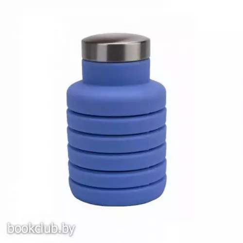 Бутылка для воды силиконовая складная с крышкой, 500 мл, фиолетовая