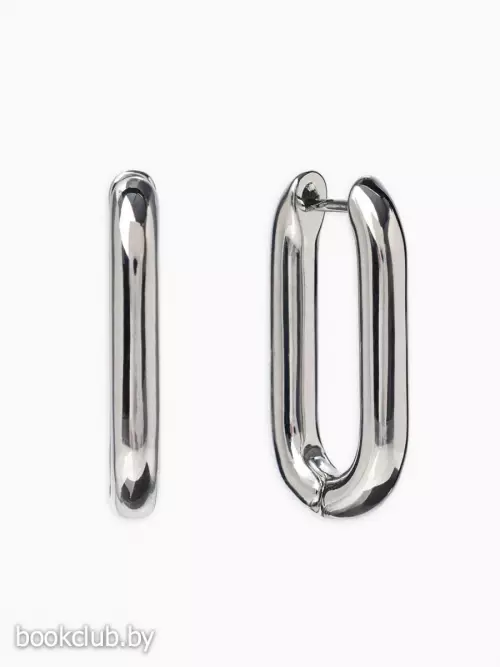 Серьги металл «Геометрия», объёмный овал, цвет серебро