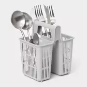 Сушилка для столовых приборов, 2 отделения, 10.1×13.8×16 см, цвет серый