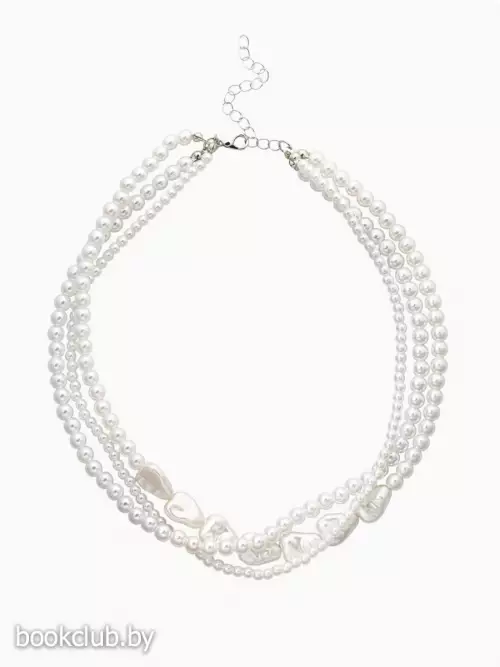Чокер «Сияние жемчуга. Сердце мятое», L=45 см, белый в серебре