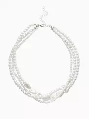 Чокер «Сияние жемчуга. Сердце мятое», L=45 см, белый в серебре