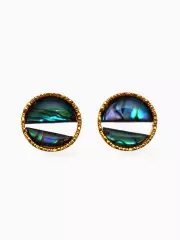 Серьги «Галиотис», круг, зелёные в золоте