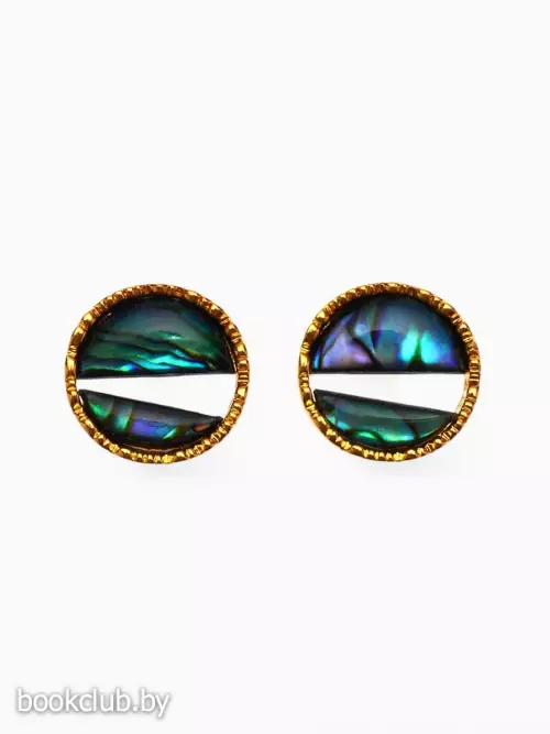 Серьги «Галиотис», круг, зелёные в золоте