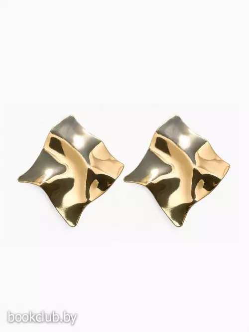 Серьги металл «Атмосфера», ромб мятый, цвет золото