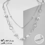 Бусы «Жемчужный мир» кольца с бусинами, цвет белый в серебре , длина 90см