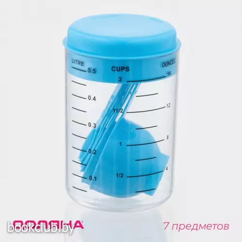 Набор мерных ложек Доляна «Маэстро», 7 предметов: стакан 500 мл, ложки, пластик, голубой