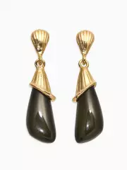 Серьги акрил «Капля каллы», зелёные в золоте