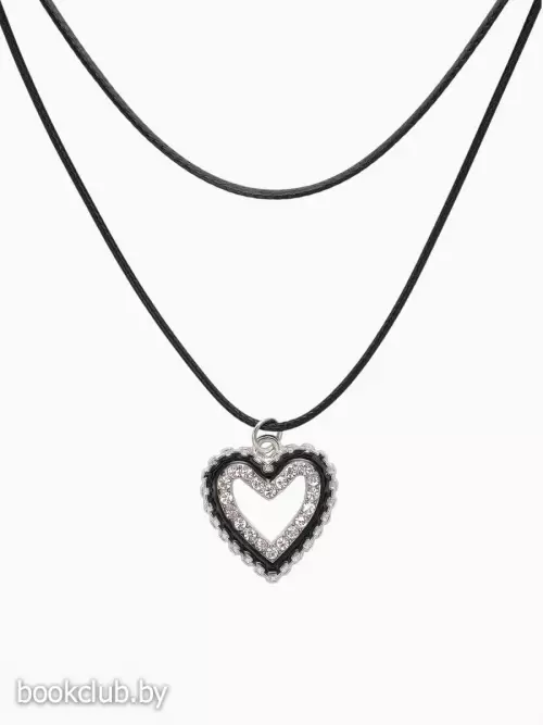 Чокер «Двойной» с нитью, сердечко, цвет бело-чёрный в серебре, L=32 см
