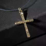 Кулон «На леске» крестик плавный, цвет белый в золоте, 35 см